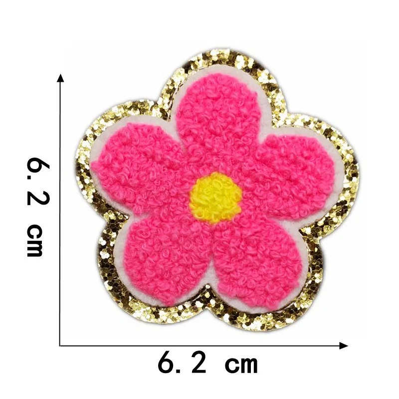 1pc ciniglia fiore bordo oro panno Patch ferro sulla toppa decorativa riparazione indumento