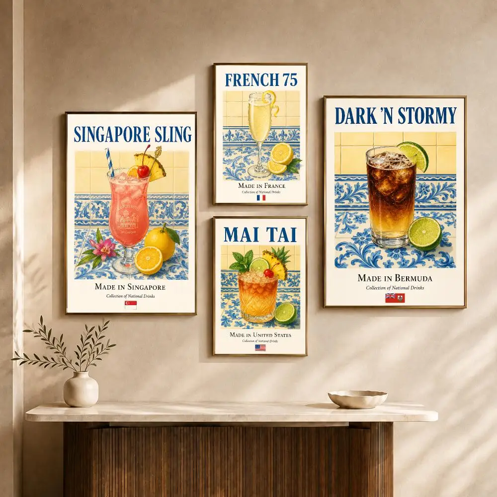 Cocktail Series Mixology Bar Drinks Poster PP Decorative Poster Water-Resistant Print Apartment Dorm Office Cafe Gift