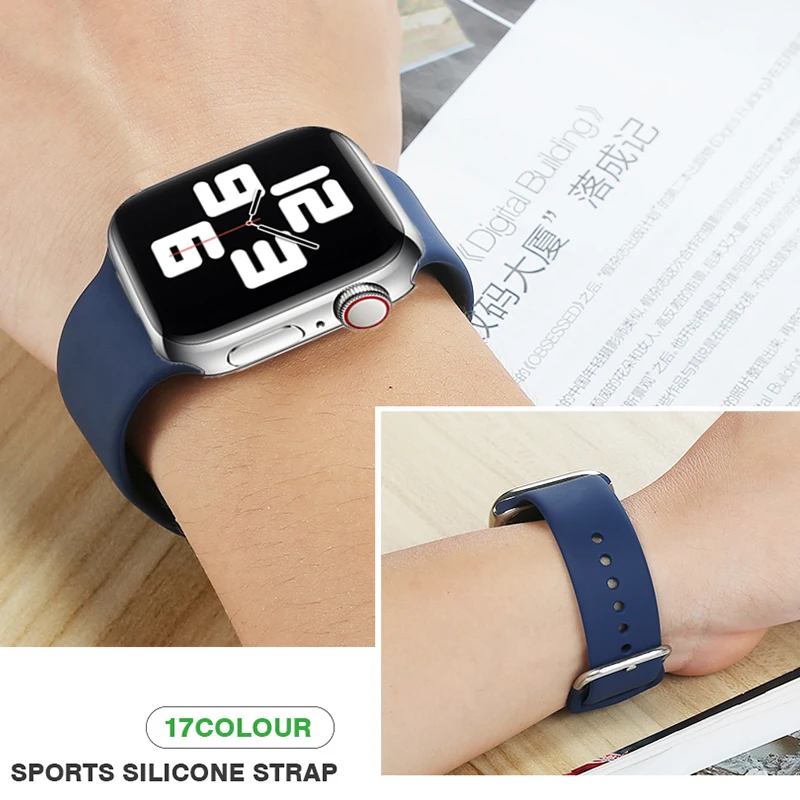Apple 시계 용 실리콘 스트랩 44mm 40mm 38mm 42mm 44mm iwatch 팔찌 시리즈 용 교체 시계 밴드 7 6 Se 5 4 3 2 1