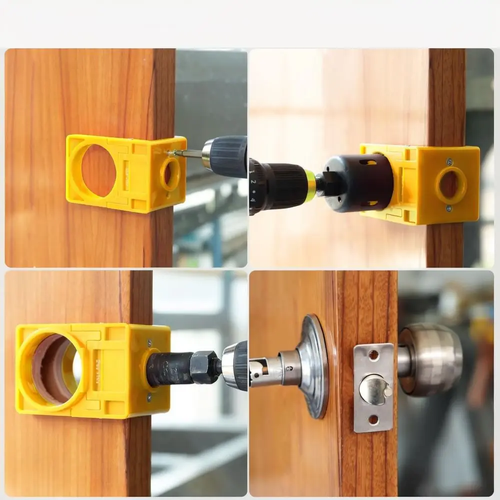 Accurate Door Lock Template Kit Wood Drilling Jig Guide For Standard Door Hardware Installation Improvement Tool