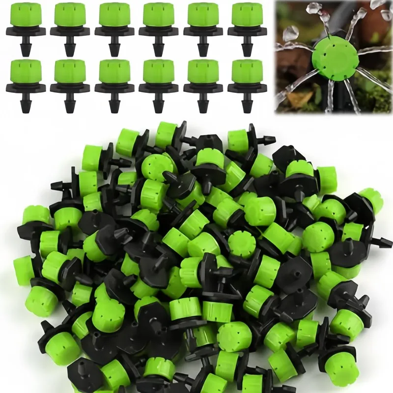 160 pcs Green Adjustable Sprinklers Adjustable Flow Control, designed for Orchard Greenhouse Irrigation, Green 8-Hole Design