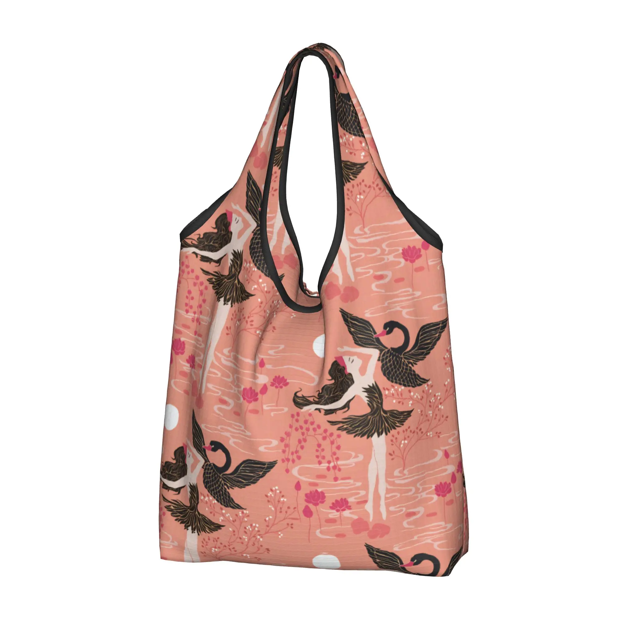Ballerina Lover  Groceries Shopping Bags Cute Shopper Shoulder Tote Bag Large Capacity Portable Ballet Dance Lover  Handbag