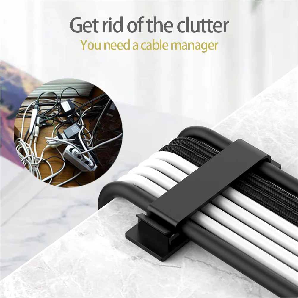 

4pcs Cable Organizer 8-Slot Adhesive Cord Clips For Desk Wall Car Wood Metal Glass Desktop Wire Management Holder Self-Adhesive