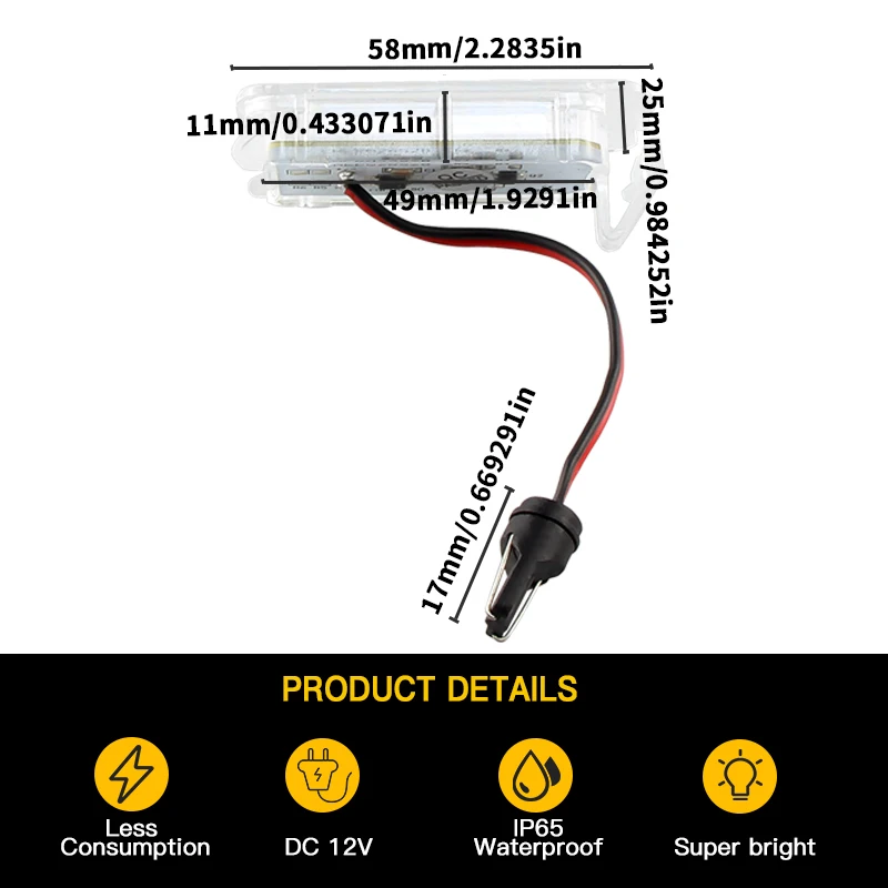 2PCS For Ford Focus 5d Fiseta 2009-up Mondeo 2008-up Canbus Led License Number Plate Light Lamp White OEM# 6M2A13550AA/5105886