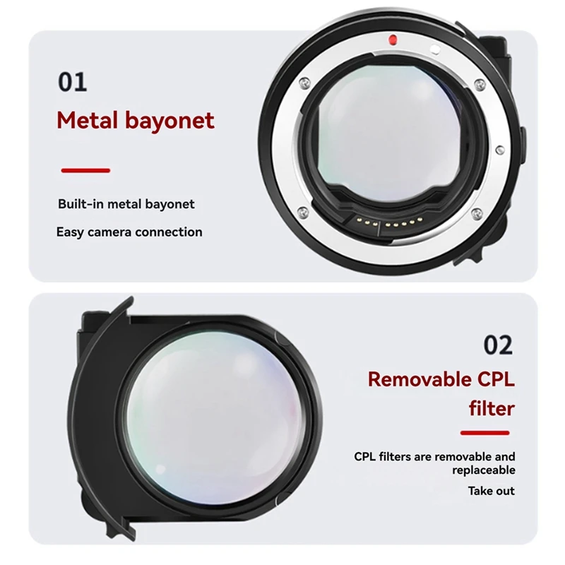 EF To EOS R Mount Adapter With CPL Filter, Autofocus Lens Converter For Canon EOS R, Ra, RP, R5, R6