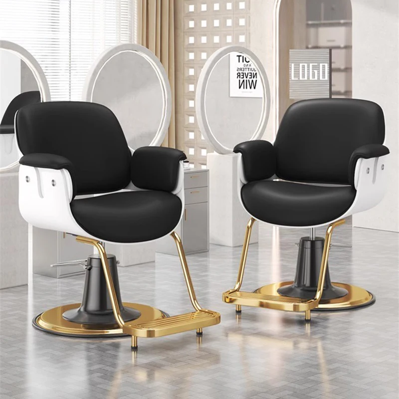 Silla de barbero personalizada, mueble de lujo con reposabrazos, giratorio, maquillaje, belleza