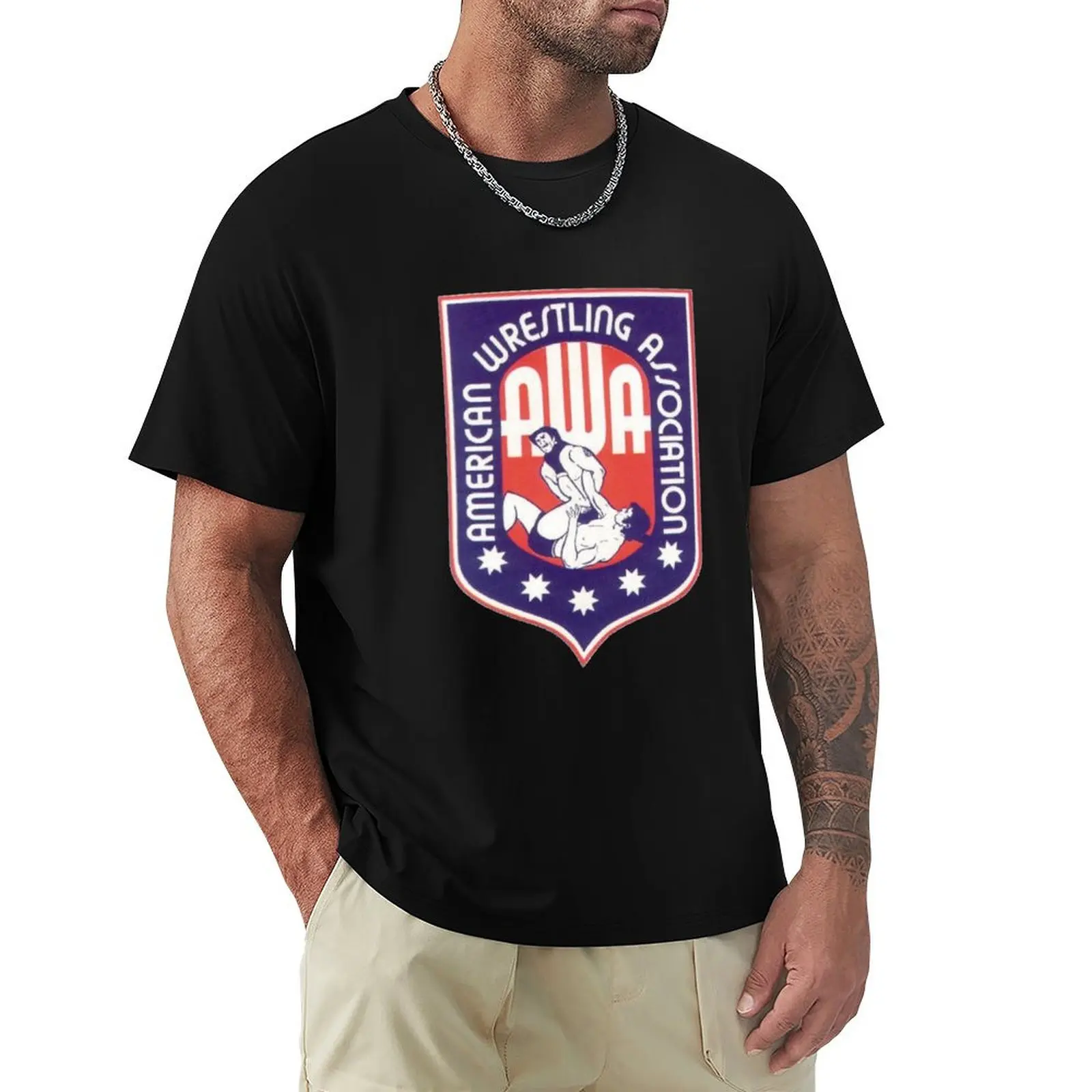 AWA American Wrestling Association T-Shirt Big and Tall Solid Color T-Shirt
