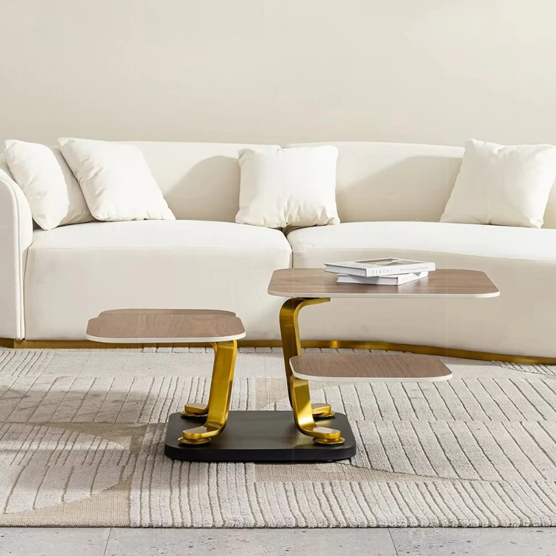 

Multifunctional rotatable tempered glass sintered stone top center tea table