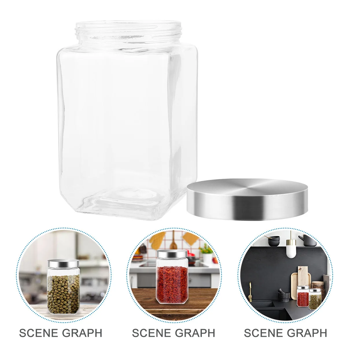 

1Pcs Sealed Glass Jar 1500Ml High Borosilicate Glass Food Storage Container Airtight Moisture Proof for Coffee Beans Tea Cereal