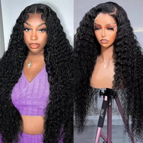 40 42 Inch HD Lace Deep Wave Frontal Wig 200% Deep Curly Human Hair Lace Front Wigs For Women 5x5 Glueless Lace Closure Wig