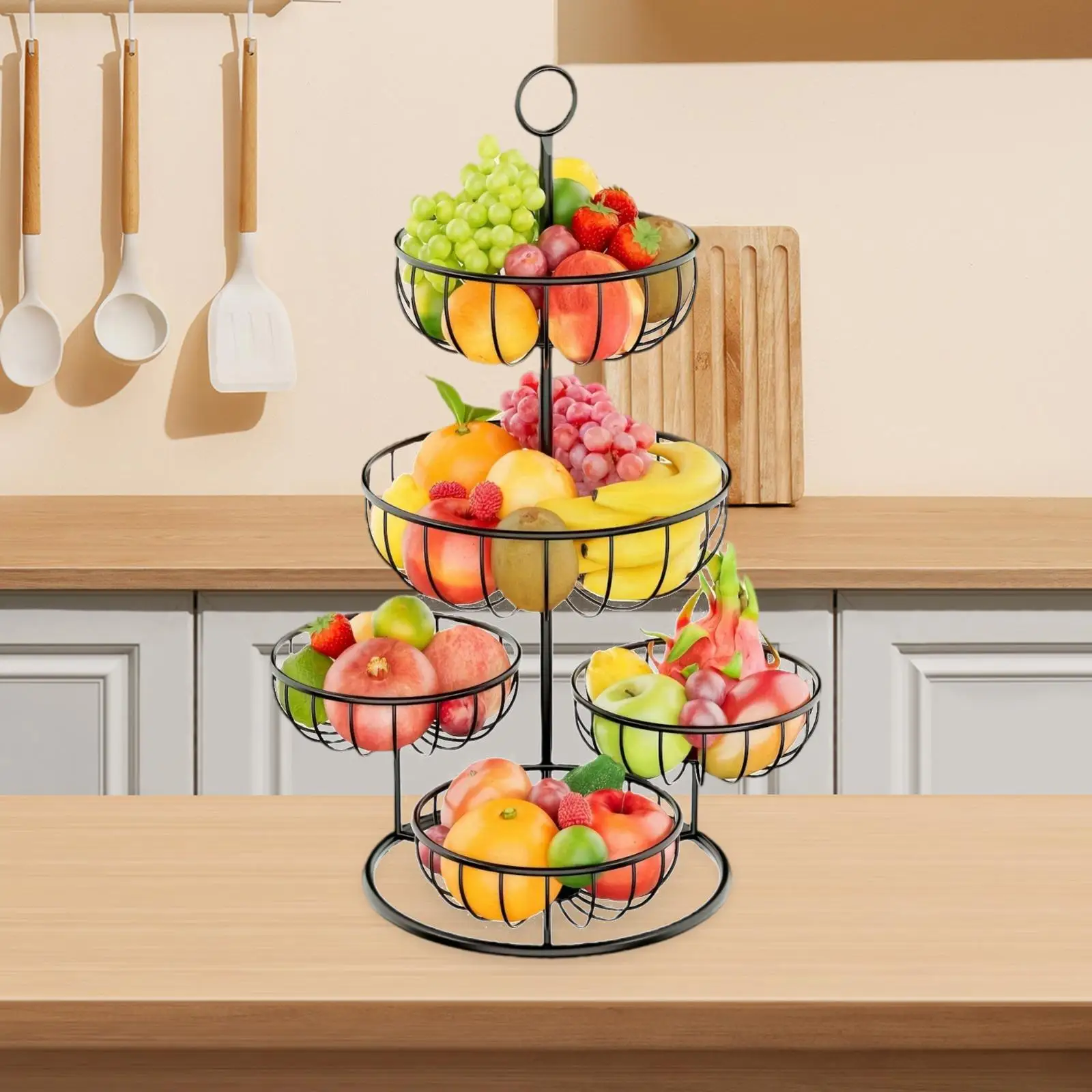 

5 Tier Fruit Basket Metal Fruits Stand Multipurpose Decorative Fruit Holder for