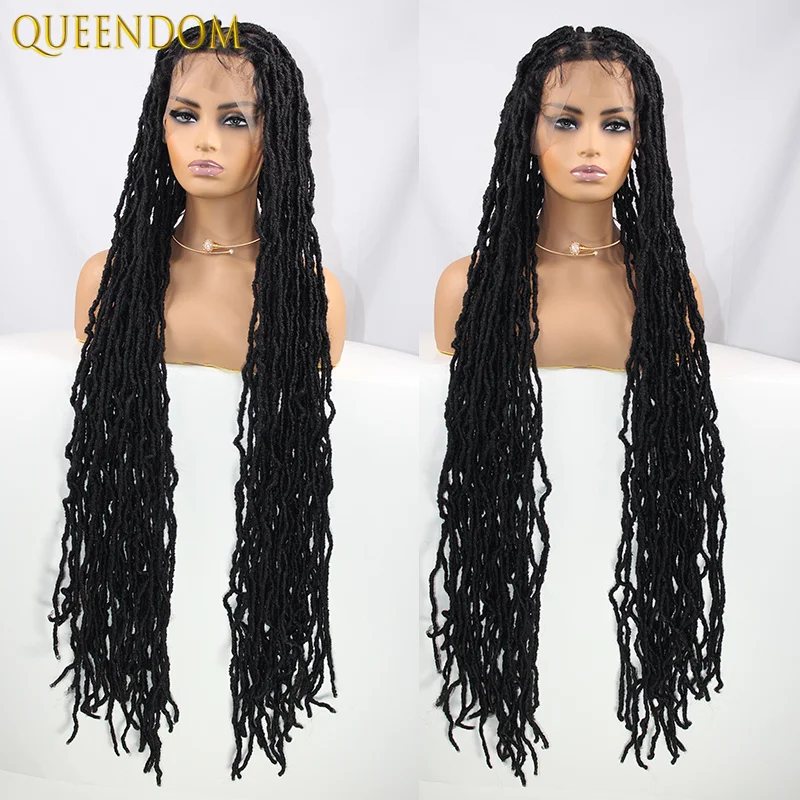 Synthetic Full Lace Front Wigs for Black Women 40 Inch Long Butterfly Locs Braided Wigs Passion Twist Box Braid Lace Wig on Sale