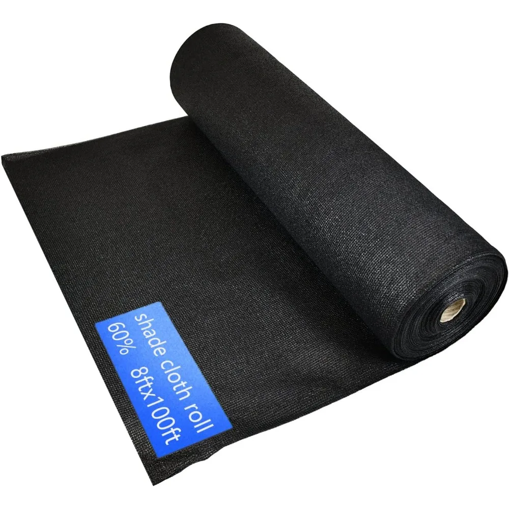 

8ft x 100ft Black Bulk Shade Cloth，60% Shade Fabric Roll，Outdoor Black Windscreen Cover Fabric Roll Garden Sunblock Shade Tarp N
