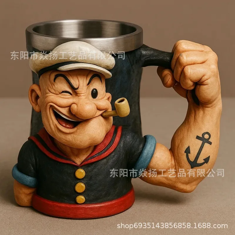 

3D Popeye Power Cup Household Decoration Resin Crafts Ornament For Popeye Mug