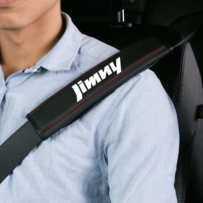 for suzuki jimny 1pc Cowhide Car Interior Seat Belt Protector Cover For suzuki jimny car Auto Accessories