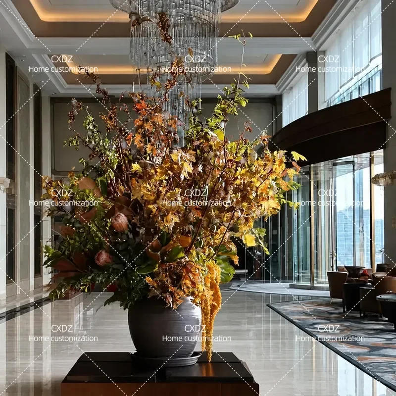 Large Artificial Potted Plant Simulation Flower Bonsai Greenery Decoration for Desktop Hotel Lobby Home Office Ornament Fake