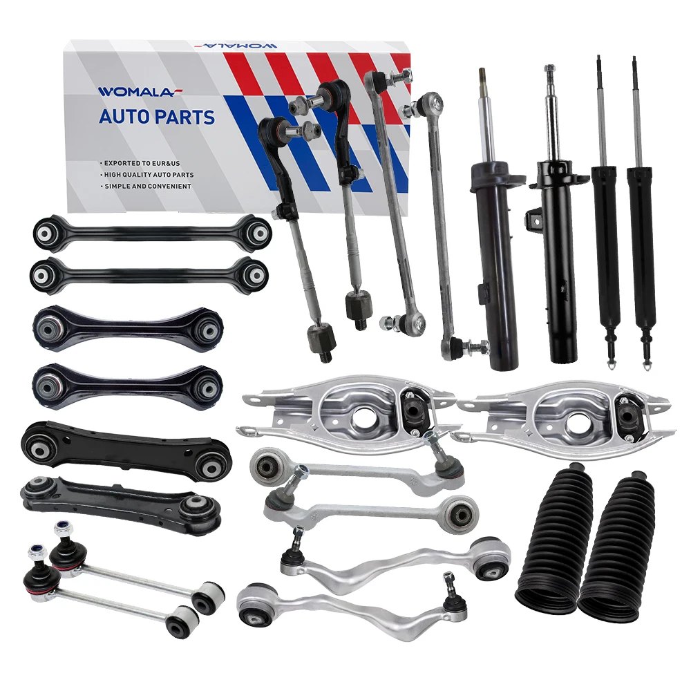 Womala 24Pcs Suspension Kit Shock Absorber Control Arm Sway Bar Link Tie Rod End Dust Boot Chassis Parts For BMW E90 3 Series