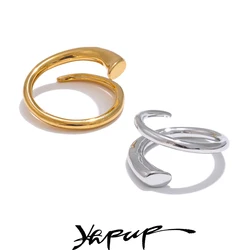 Yhpup Minimalist 316L Stainless Steel Metal Fashion Ring Chic Classic Stylish 18k Gold PVD Plated Finger Jewelry Bijoux Gift