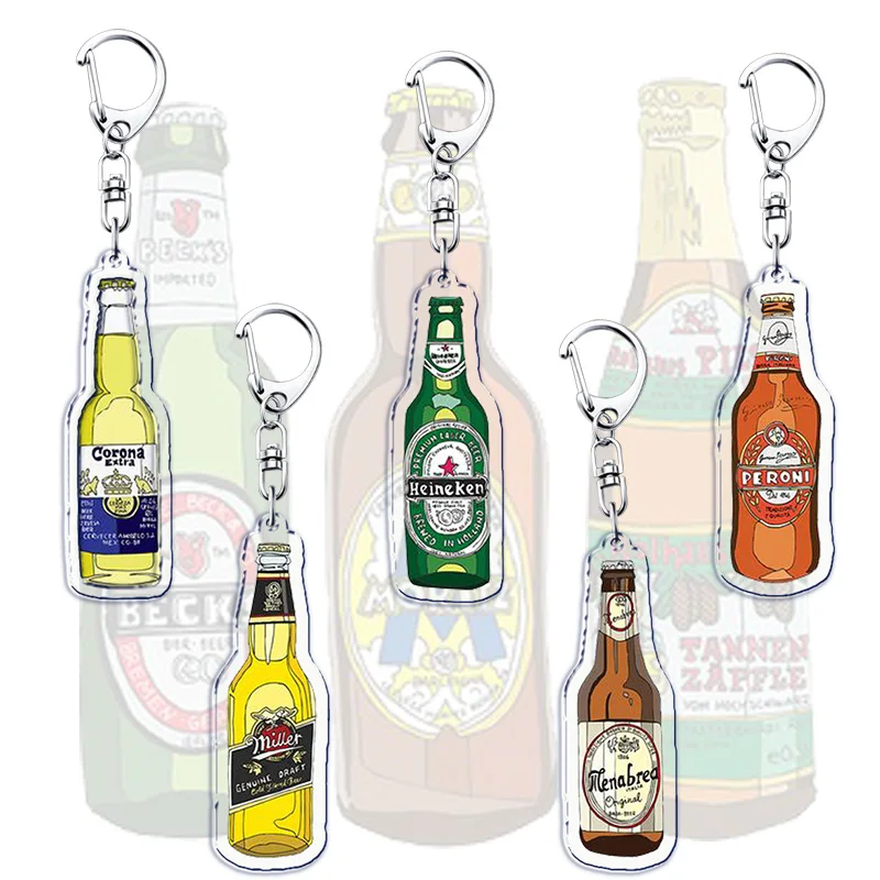 Retro Style Beer Keychains for Accessories Bag Creative Beer Keyrings Jewelry Friends Father Gifts Funny