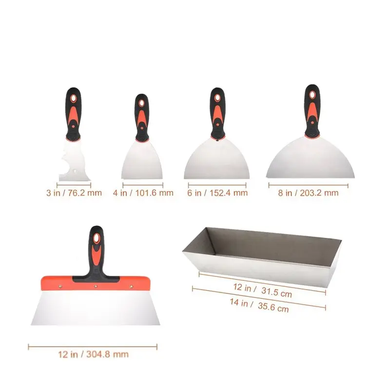 Applying Putty, 6-Piece Stainless Steel Paint Scraper Tool Set, 14