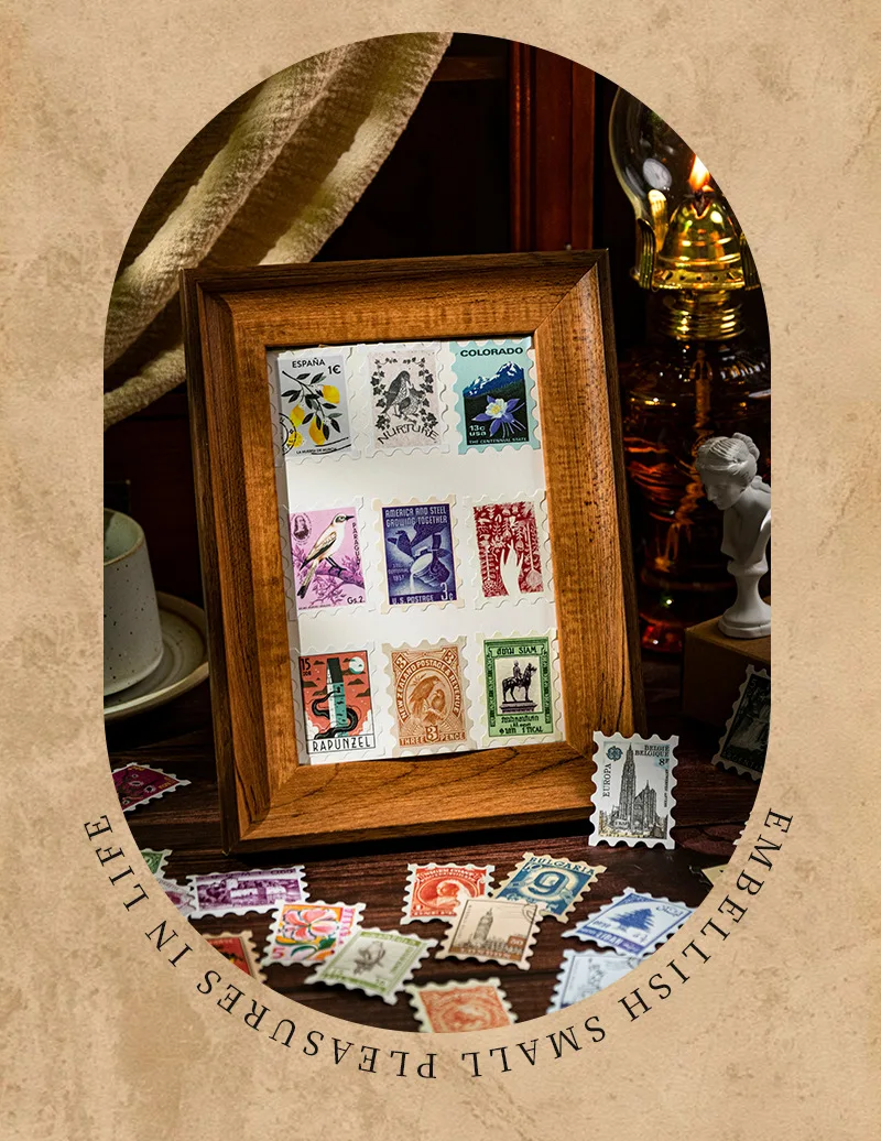 50 Blatt Philatelic Museum Series Briefmarken-Thema-Aufkleber, Scrapbooking-Material, handgefertigtes Tagebuch, Album, Junk Journal Supplies – Detail 14