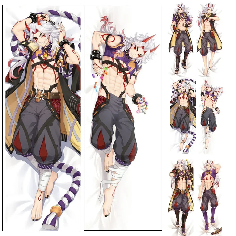 2WAY/WT Game Genshin Impact Pillow Case Arataki Itto Cosplay Hugging Body Pillow Case Cover Bedding Anime Dakimakura Pillowcase