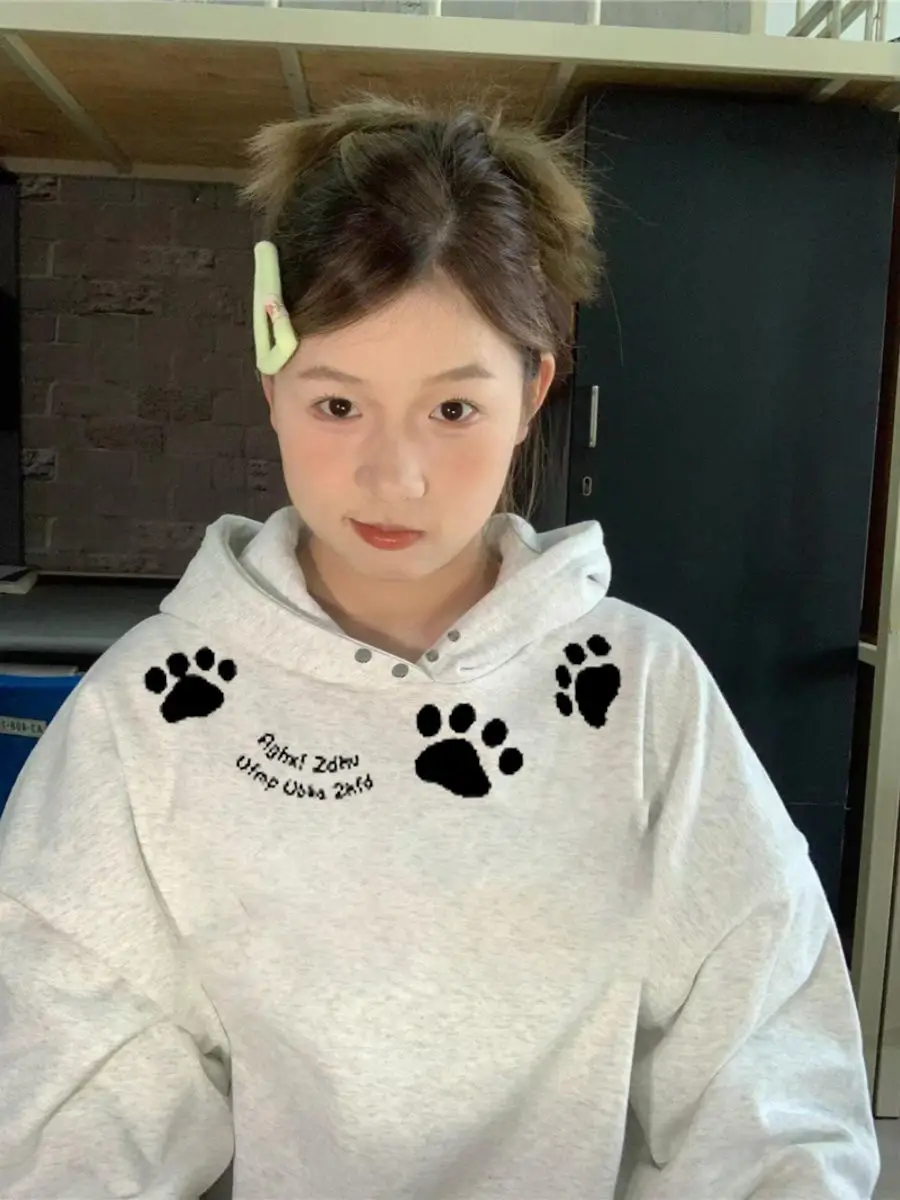 

Новая женская толстовка с капюшоном на флисовой подкладке, утепленная, с мультяшным принтом, повседневная, удобная, для осени и зимы, в уличном стиле, Teana Snow