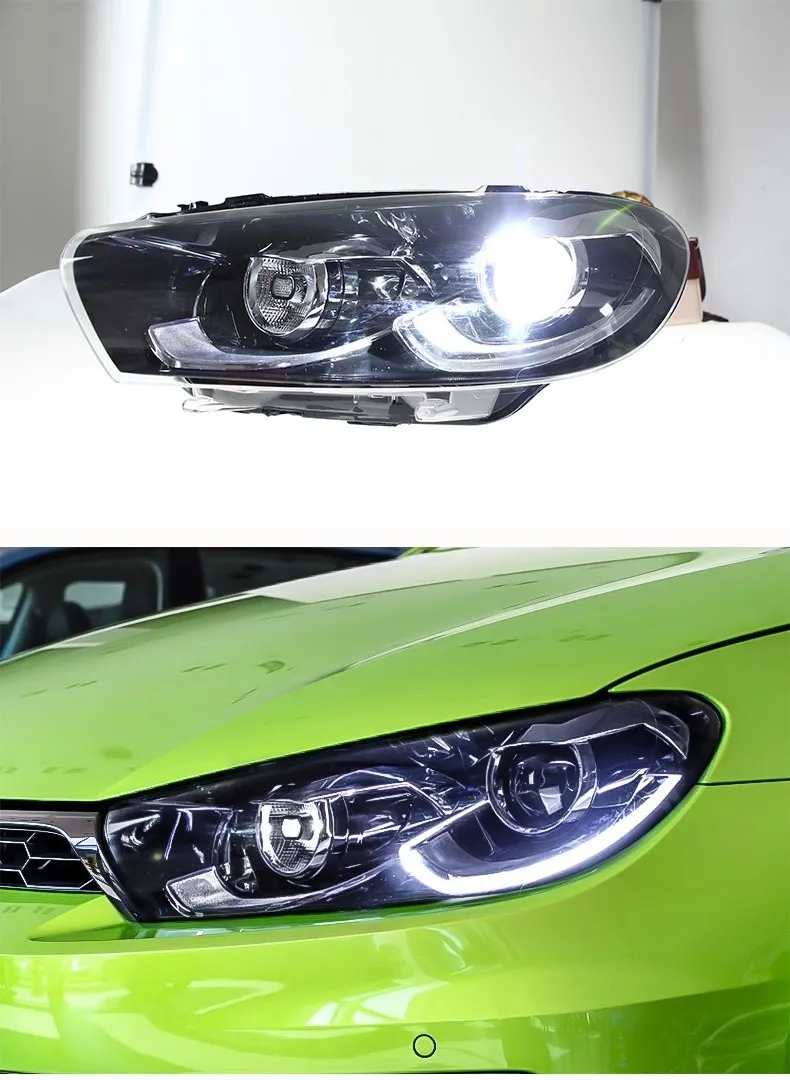 

Suitable For 09-17 Volkswagen Scirocco Headlight Assembly, A Pair Of Modified High-end Double-lens Xenon LED Daytime Running