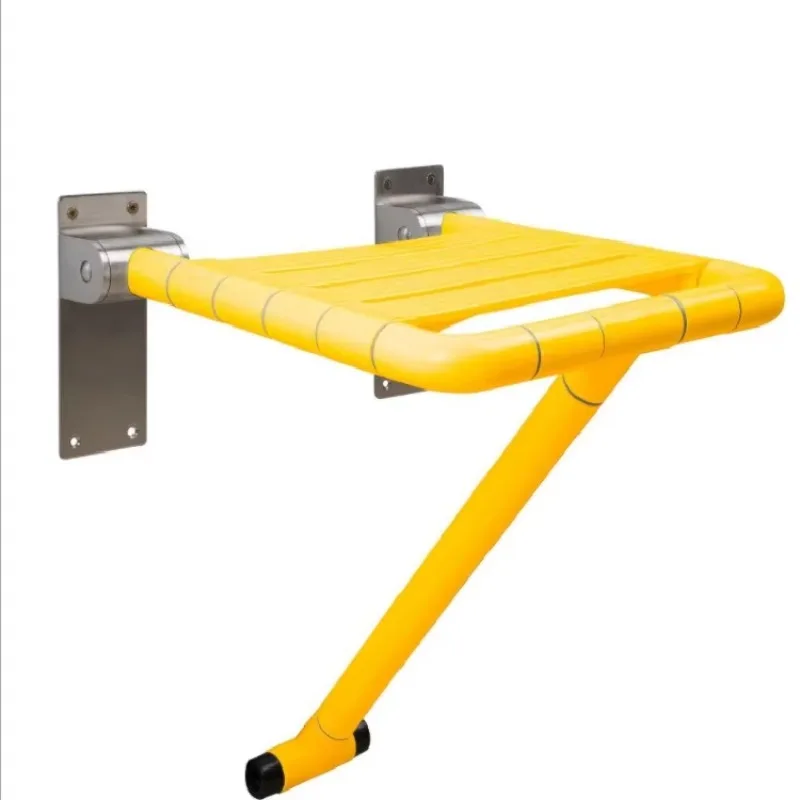 Factory Wall Mounted Folding Shower Seat Plastic Yellow Bathroom Toilet Chair