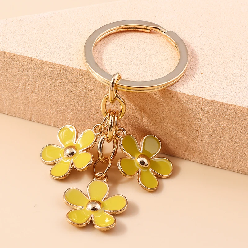 Aihua 40 Farben Niedlicher Pflanzen-Schlüsselanhänger Emaille Sakura-Blumen-Schlüsselanhänger für Frauen Mädchen Handtasche Anhänger Autoschlüsselhalter DIY Schmuck Geschenke – Detail 15
