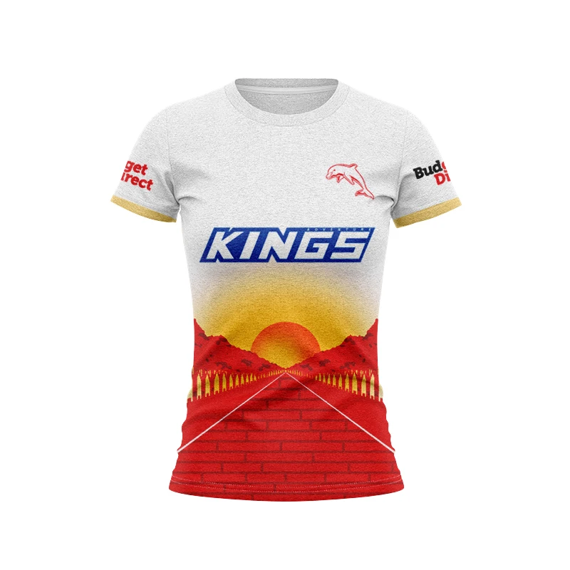 2024 Rugby Shirt Sublimation Print Manliwalinga Dolphin Club Women's Rugby League Rugby Shirt Uniform