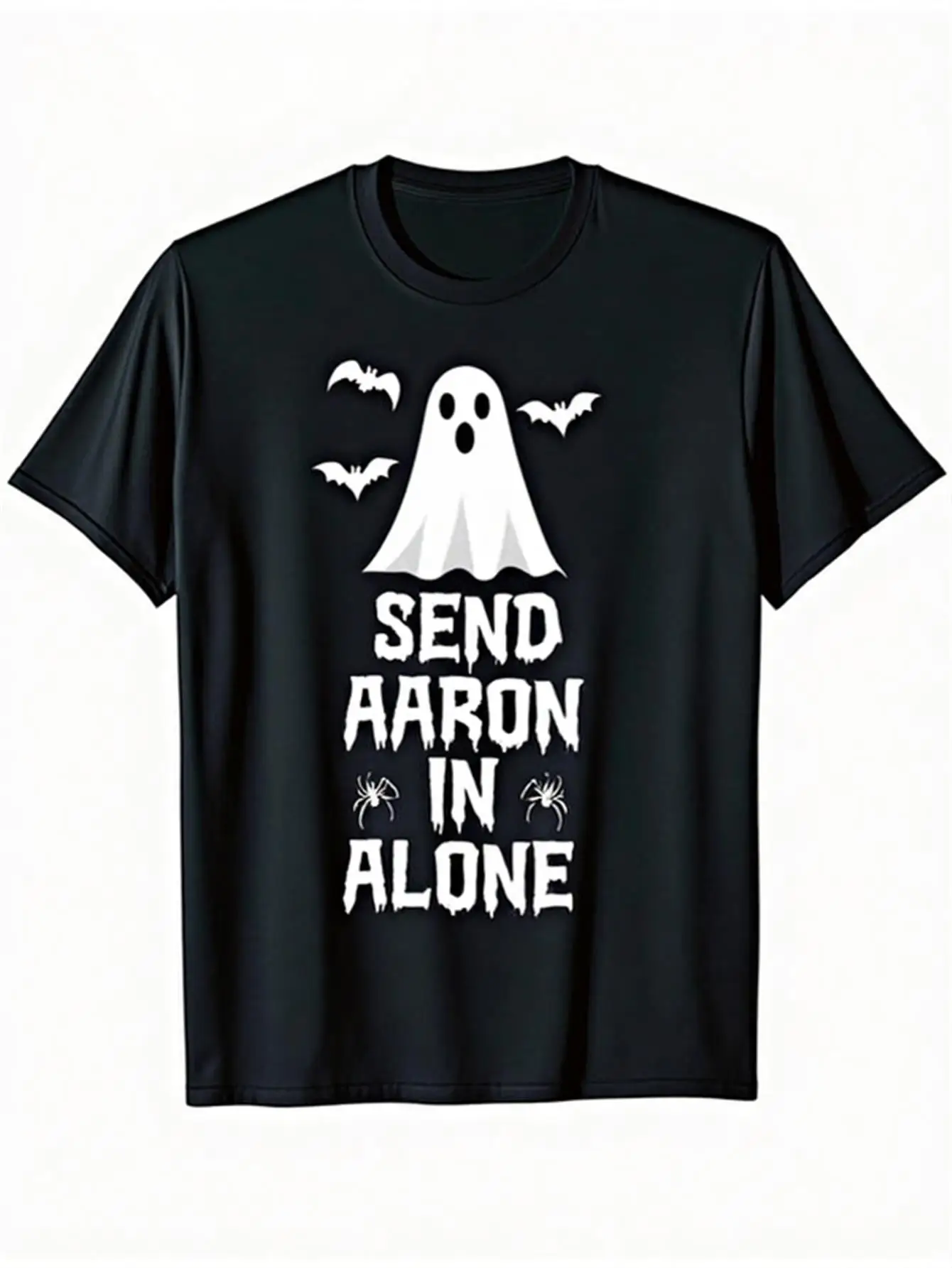 

Men's Funny Horror Movie Inspired Halloween T-Shirt with Aaron Home Alone Bat and Spider Design 100% Cotton Casual Crew Neck Short Sleeve Top Funny Aaron Party Wear