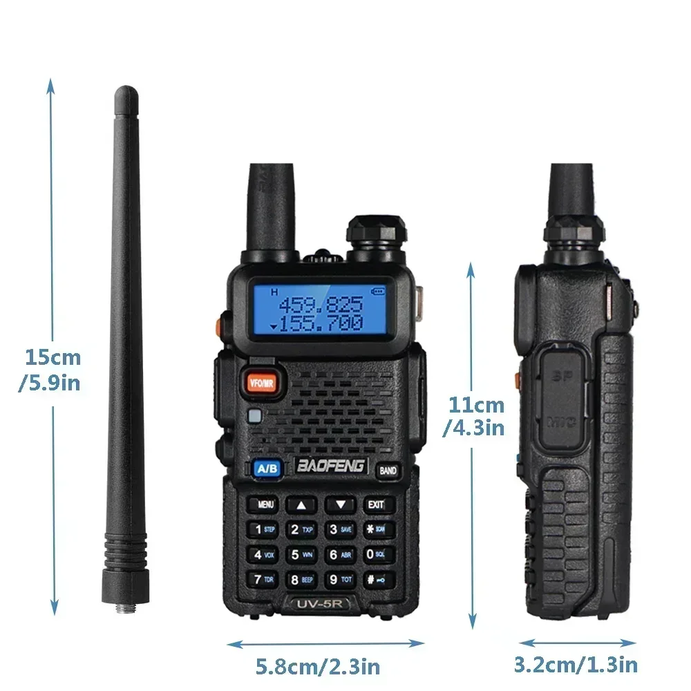 4 ชิ้น Baofeng UV-5R แบตเตอรี่ขนาดใหญ่ 8 วัตต์ Tri - Power Walkie Talkie High Power Dual Band ยาวแบบพกพามือถือ UV 5R วิทยุ