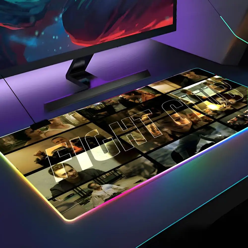 F-Fight C-Club Suspenseful Mouse Pad RGB Backlit Mouse Pad Laptop Mouse Pad Laptop Gamer Computer Desk Gaming Accessories