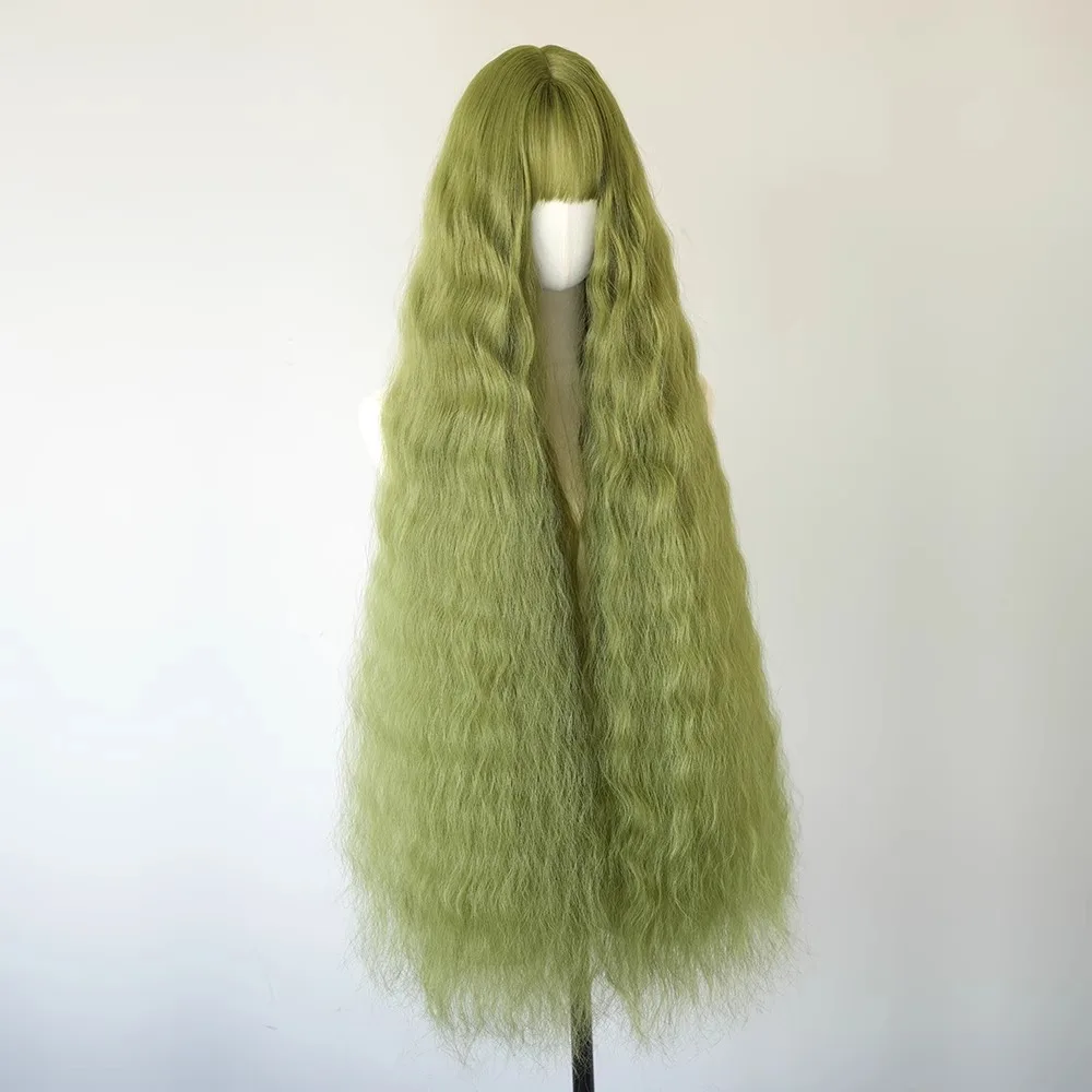 

Green Curly Long Wig Lolita Cosplay Full Head Wig 1Meter Forest Mori Extra Long Wig Synthetic Party Costume Hairpiece