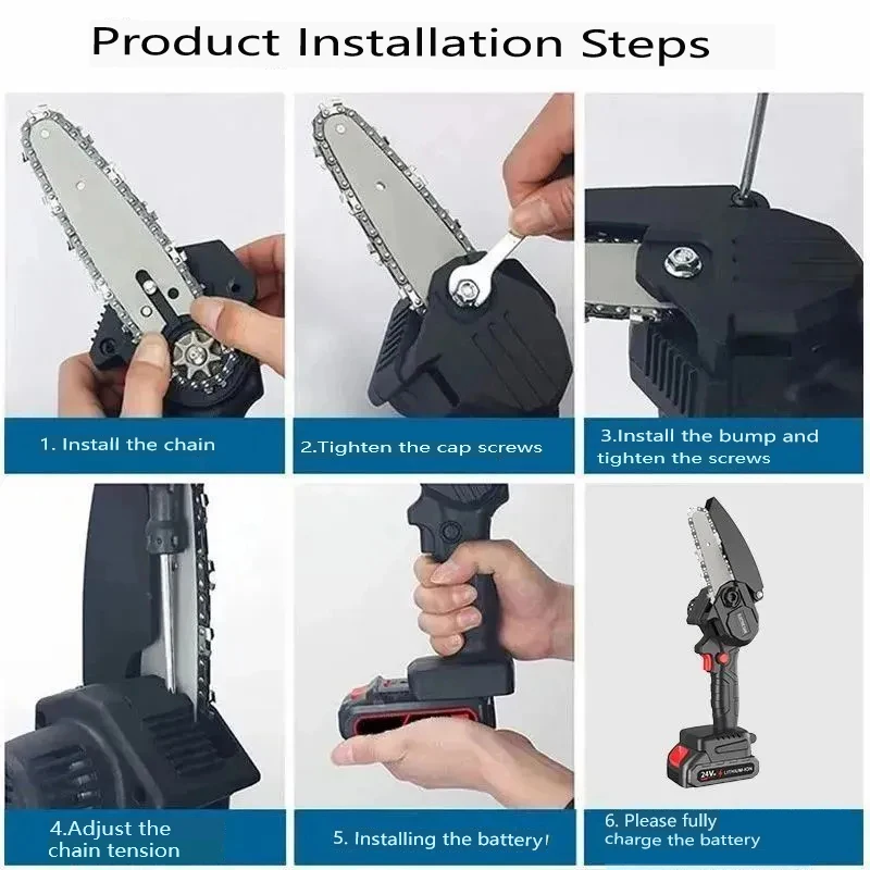 6In Mini Electric Pruning Saw Handheld Rechargeable Saw Small Wood Spliting Chainsaw for Wood Cutting/Tree Trimming Cutting