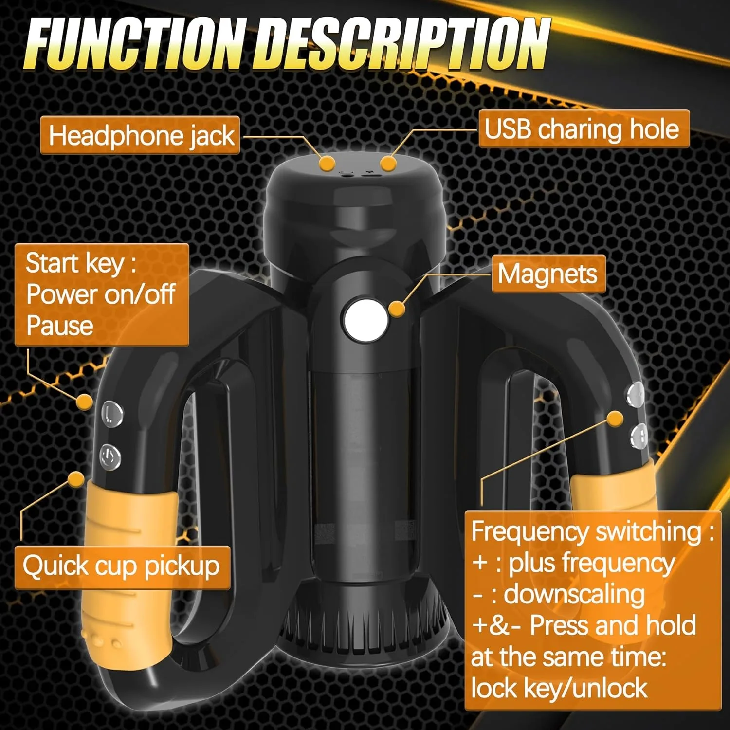 Drop shipping M01 Hercules Two Handles Super Power Masturbation Cup Retractable Rotating Voice Training Masturbator Sex for Men