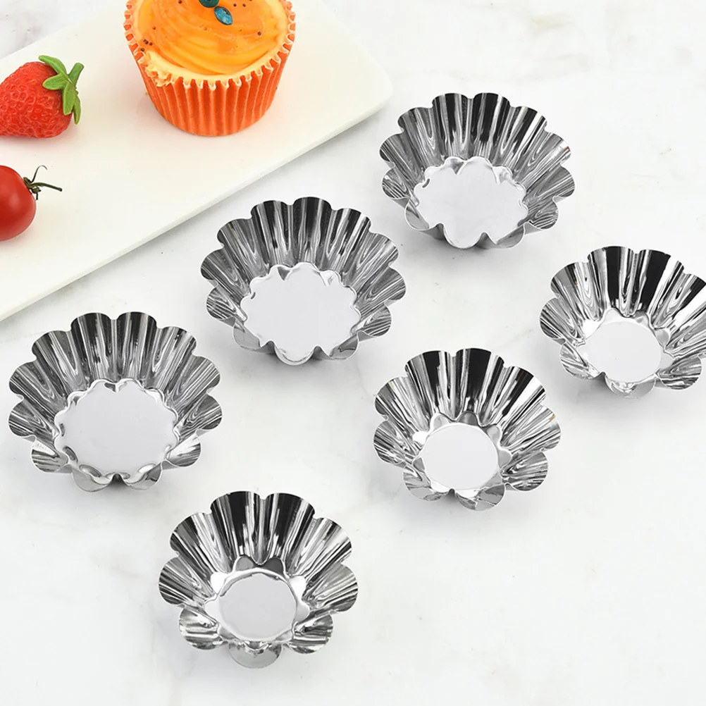 

20Pcs Stainless Steel Egg Tart Mould Flat Bottom Non-Stick Cake Tart Pans Pudding Jelly Dessert Baking Pans Egg Molds for Oven