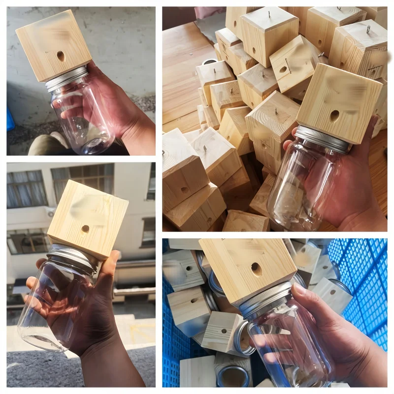 1Pieces Reusable Outdoor Carpenter Bee Trap，Best Wooden Solid Wood Bee Insect Hole Nest
