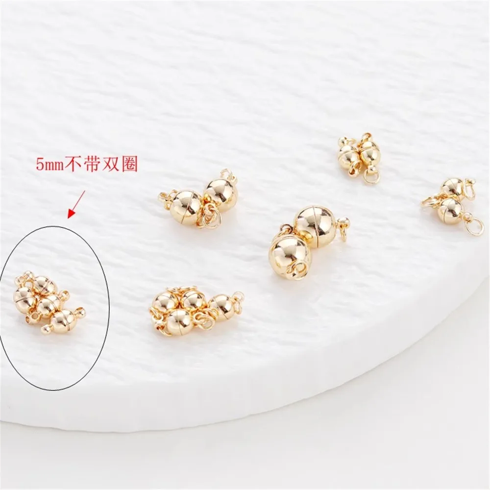 14K Gold Bead for Bracelet and Necklace, Magnetic Connection Buckle, Suction Iron Buckle, DIY Accessory, 6mm, 8mm, 10mm, 12mm