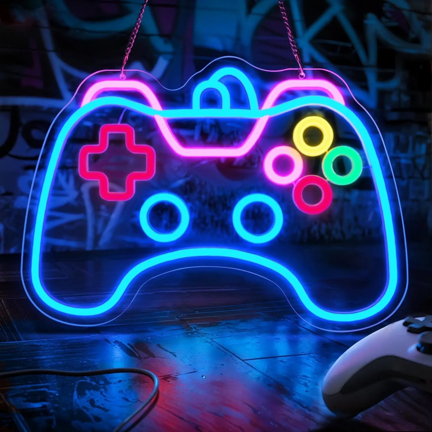 

Игровой контроллер Неоновая вывеска для декора стен Игровая светодиодная неоновая вывеска для спальни Игровая комната Человек Пещера Видеогеймер Декор Подарок