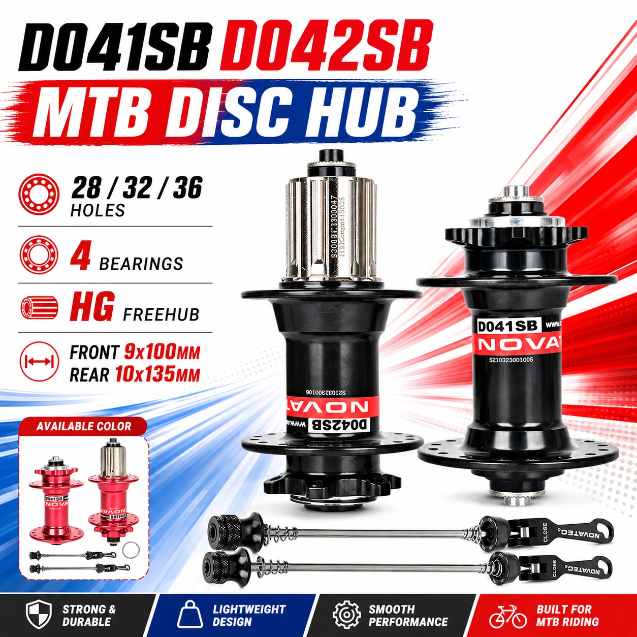 

Novatec D041SB D042SB MTB Mountain Bike Disc Brake Hubs Steel Freehub QR 9x100 10x135mm 28/32/36H HG SX 8-12S