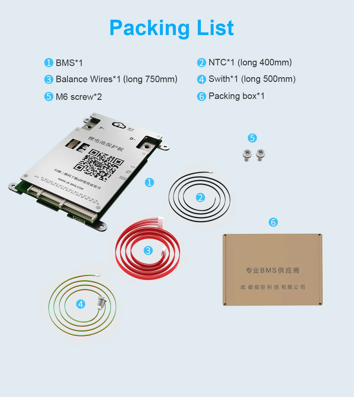 JIKONG V20 0.6AActive Balance BMS 8S-24S 24V 48V 60V 72V JK-BD6A24S8PD JK-BD6A20S8PD Support Bluetooth / LCD Li-ion/LiFePO4/LTO view 6