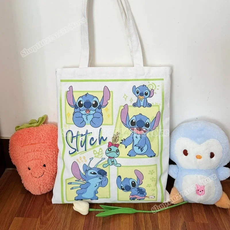 35x40 cm Leuke Stitch Canvas Draagtas voor dames Canvas Handtassen Anime Lilo en Stitch Grote Capaciteit Winkelen schoudertassen