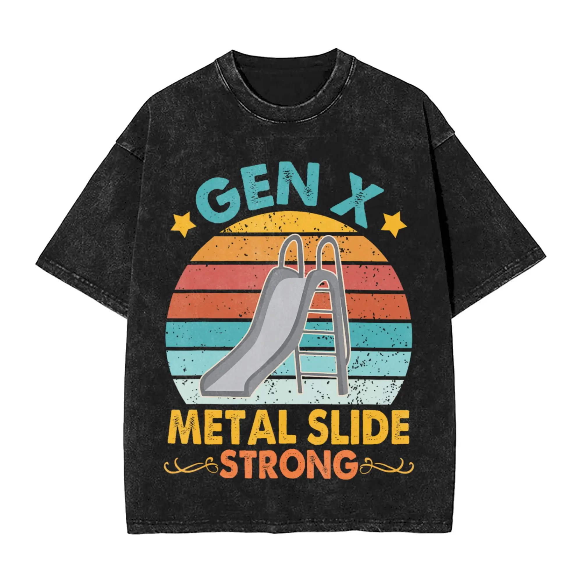 Harajuku Washed Shirt Funny Gen X Generation Sarcasm Gen X Metal Slide A Strong  Outfit Vintage T Shirt Oversize  Streetwear