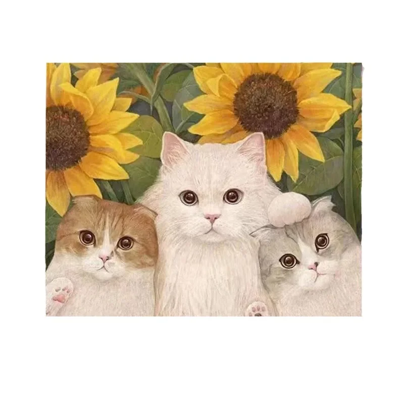 DIY Paint By Numbers Cute Cats Kittens Group Photo Oil Painting for Adults and Kids Beautiful Art Decoration