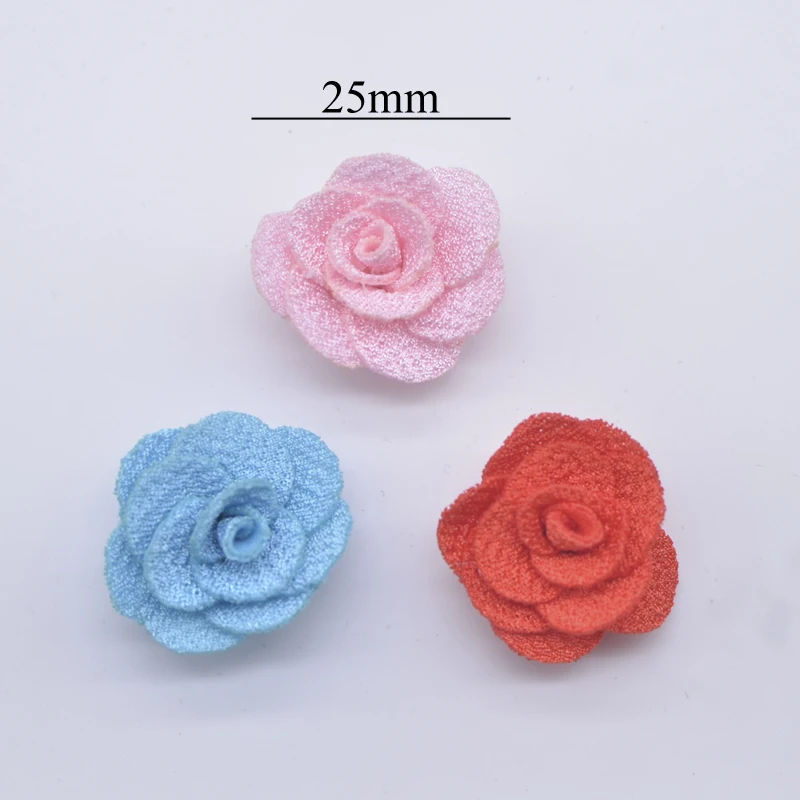 20Pcs 25mm Mesh Rose Flower Applique for DIY Clothes Hat Shoes Crafts Sewing Patches Headwear Hair Clips Decor Accessories