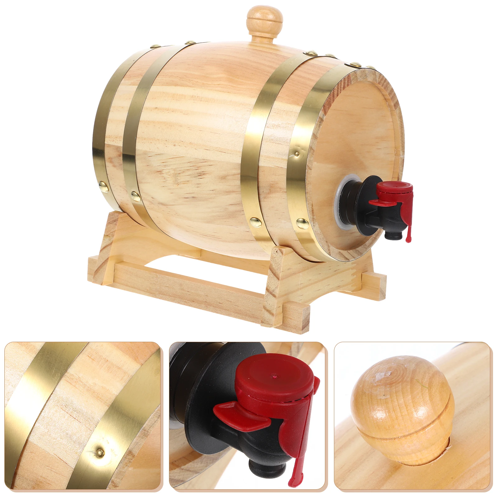 

Rustic Pine Wood Barrel 5L 10L for Beer Liquor Storage Dispenser Stand Vintage Decor Wooden Barrel Container Aging Red