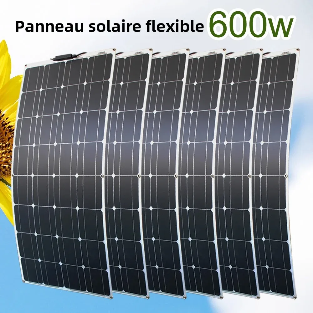 Panneau solaire Flexible 12V, 600W 100W 200W 300W 400W 500W, pliable, étanche, monocristallin, meilleur panneau solaire, chine pour bateau RV