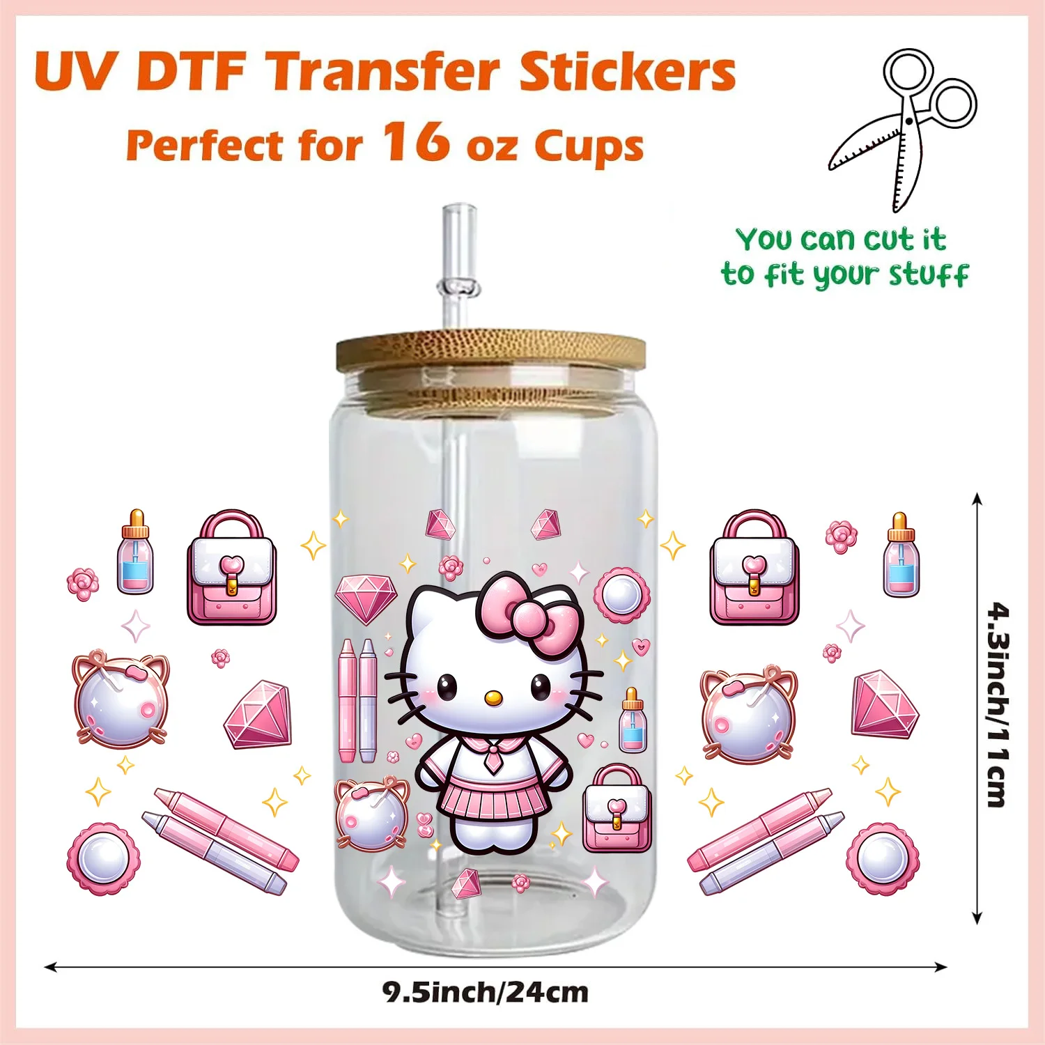 Miniso Szervusz Barka cuved Hámoz Vízálló DIY decals 3D transfers uvdtf Csiszolt üveg matricák 16oz uv dtf Billenőkapcsoló Átvágás Pokrócok matrica